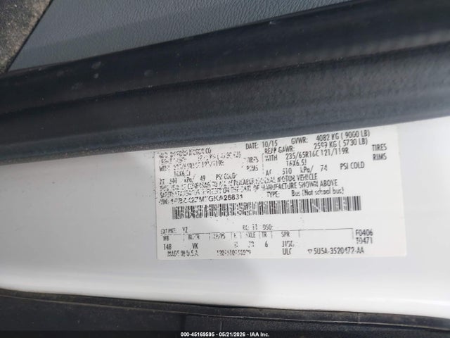 1FBZX2ZM7GKA26831 Ford Transit-350 Xl