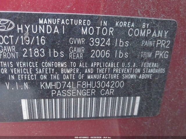 Hyundai ELANTRA SE 2017 KMHD74LF8HU304200 Image 9