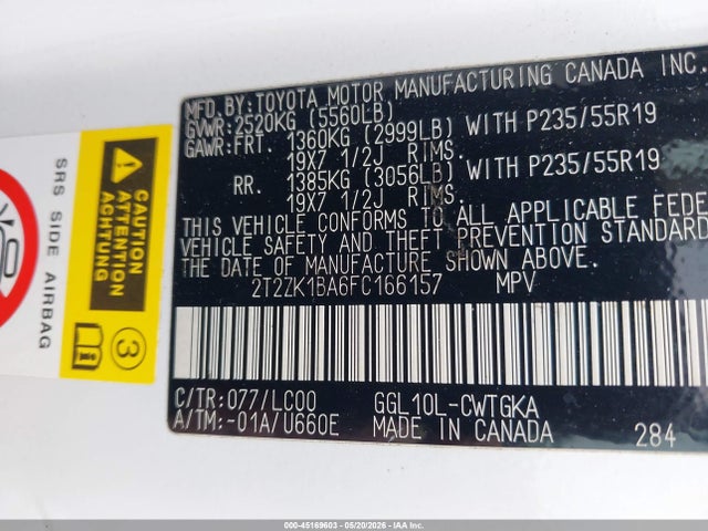 Aukcja sprzedaży 2015 Lexus Rx 350, vin: 2T2ZK1BA6FC166157, numer aukcji: 45169603