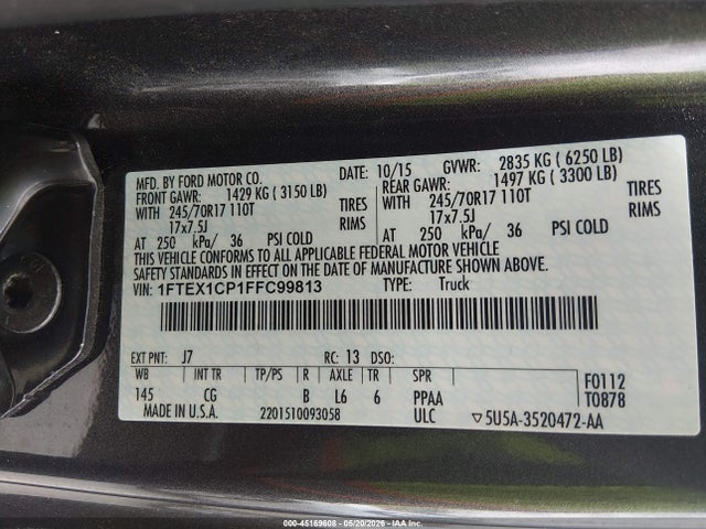 Aukcja sprzedaży 2015 Ford F-150 Xl, vin: 1FTEX1CP1FFC99813, numer aukcji: 45169608