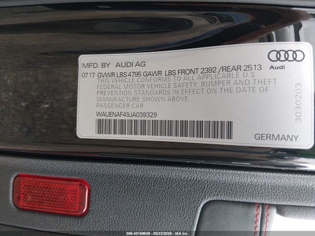 Продажа на аукционе авто 2018 Audi A4 2.0t Premium/2.0t Tech Premium, vin: WAUENAF49JA039329, номер лота: 45169626
