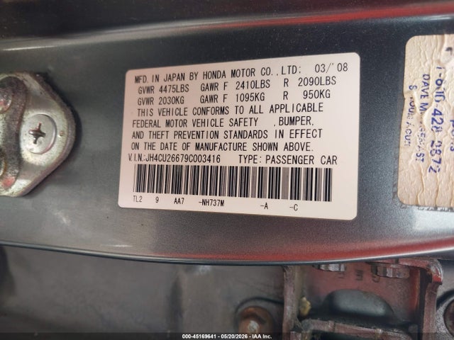Aukcja sprzedaży 2009 Acura Tsx, vin: JH4CU26679C003416, numer aukcji: 45169641