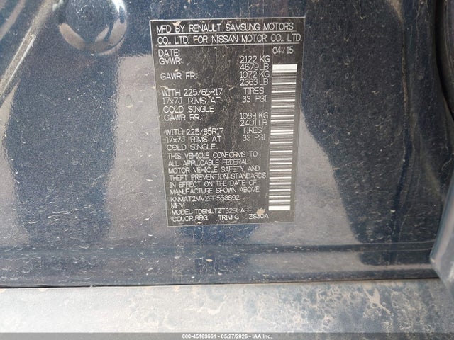 Продажа на аукционе авто 2015 Nissan Rogue Sv, vin: KNMAT2MV2FP553892, номер лота: 45169661