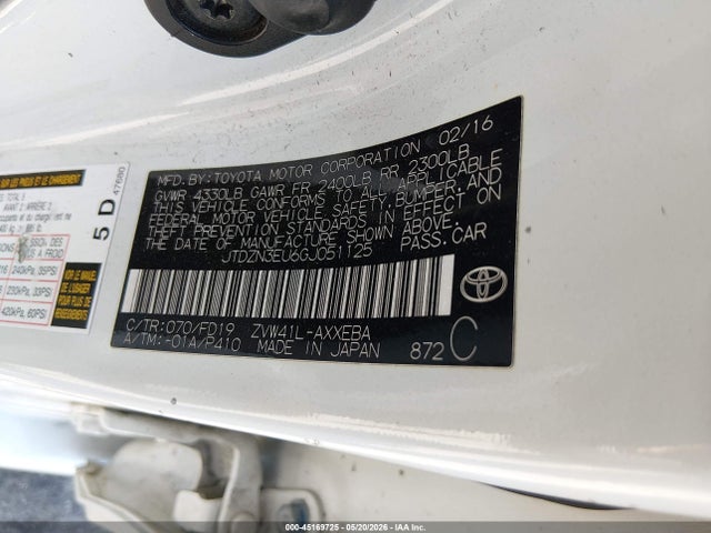 JTDZN3EU6GJ051125 Toyota Prius V Three