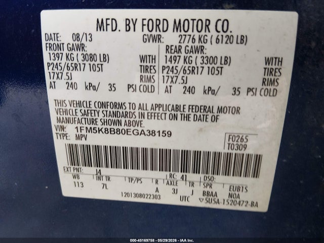 Aukcja sprzedaży 2014 Ford Explorer, vin: 1FM5K8B80EGA38159, numer aukcji: 45169758