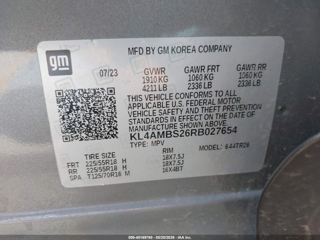 Продажа на аукционе авто 2024 Buick Encore Gx Preferred Fwd, vin: KL4AMBS26RB027654, номер лота: 45169760