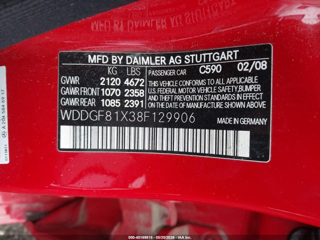 Aukcja sprzedaży 2008 Mercedes-benz C 300 Luxury 4matic/sport 4matic, vin: WDDGF81X38F129906, numer aukcji: 45169815