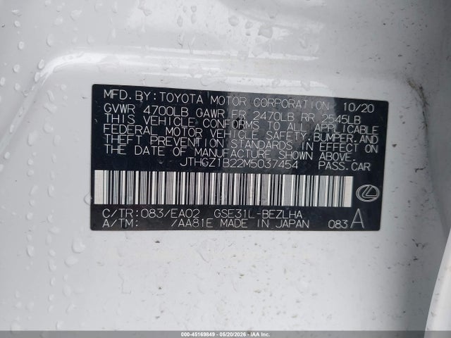 Продажа на аукционе авто 2021 Lexus Is 350 F Sport, vin: JTHGZ1B22M5037454, номер лота: 45169849