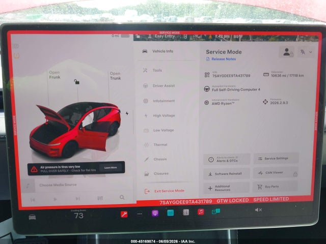 Продажа на аукционе авто 2026 Tesla Model Y, vin: 7SAYGDEE9TA431789, номер лота: 45169874