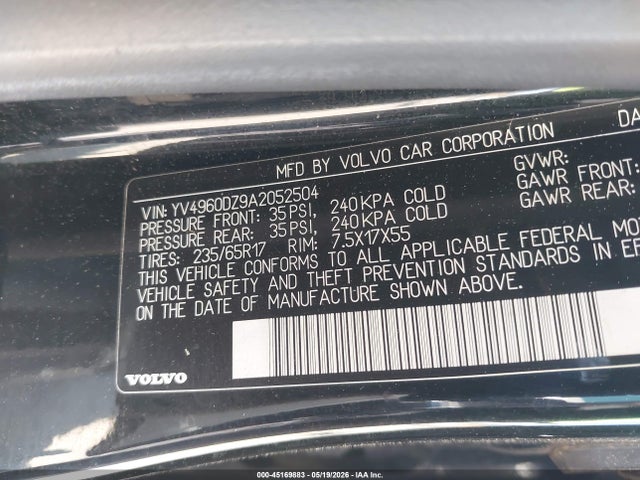 Продажа на аукционе авто 2010 Volvo Xc60 3.2, vin: YV4960DZ9A2052504, номер лота: 45169883