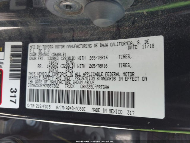 3TMAZ5CN7KM087362 Toyota Tacoma Trd Off Road