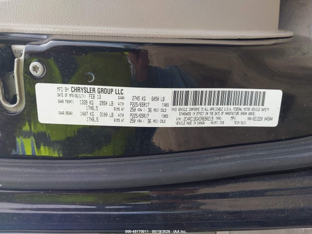 Продажа на аукционе авто 2013 Chrysler Town & Country Touring, vin: 2C4RC1BGXDR690219, номер лота: 45170011