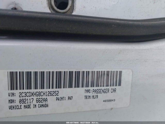 Продажа на аукционе авто 2012 Dodge Charger Sxt, vin: 2C3CDXHG8CH126252, номер лота: 45170045