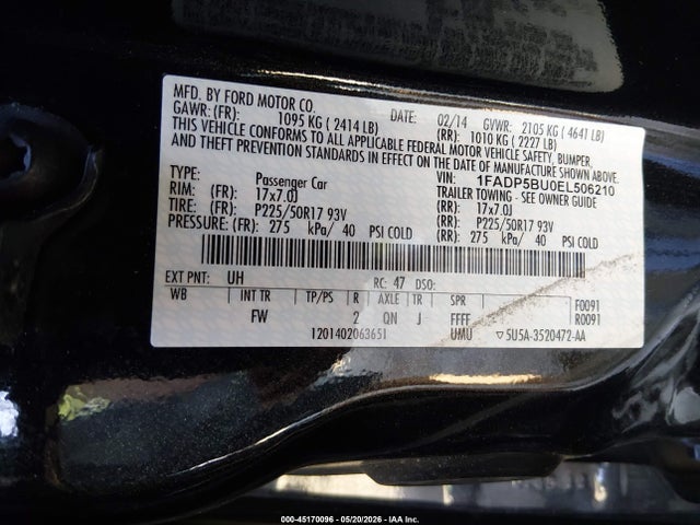 Продажа на аукционе авто 2014 Ford C-max Hybrid Sel, vin: 1FADP5BU0EL506210, номер лота: 45170096