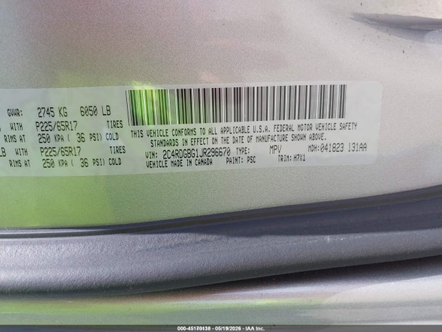 Aukcja sprzedaży 2018 Dodge Grand Caravan Se, vin: 2C4RDGBG1JR296670, numer aukcji: 45170138