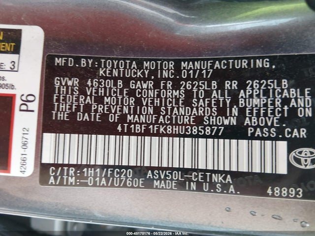 Toyota CAMRY LE 2017 4T1BF1FK8HU385877 Image 9