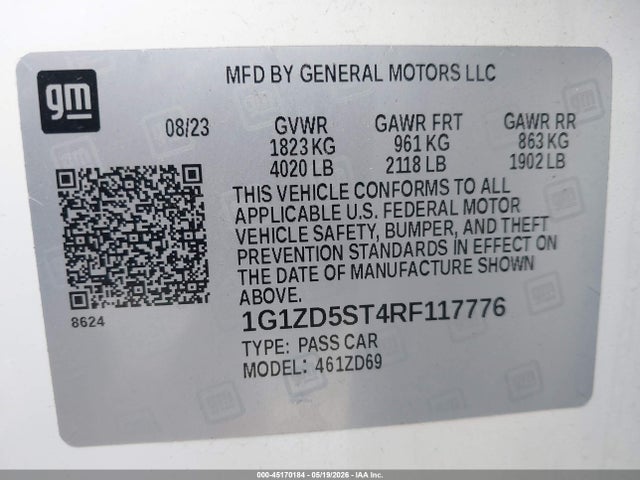 1G1ZD5ST4RF117776 Chevrolet Malibu Fwd 1lt