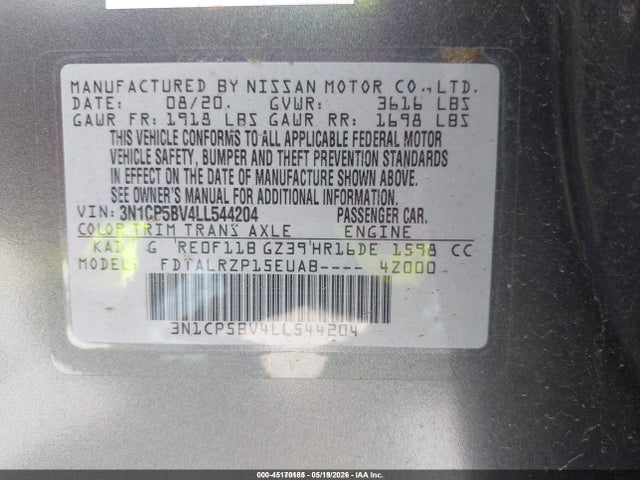 Nissan Kicks S Xtronic Cvt 2020 3N1CP5BV4LL544204 Image 9