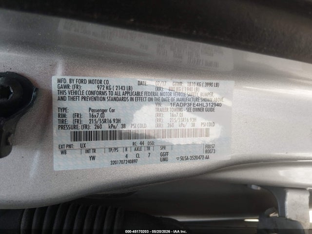 Aukcja sprzedaży 2017 Ford Focus Se, vin: 1FADP3FE4HL312940, numer aukcji: 45170203