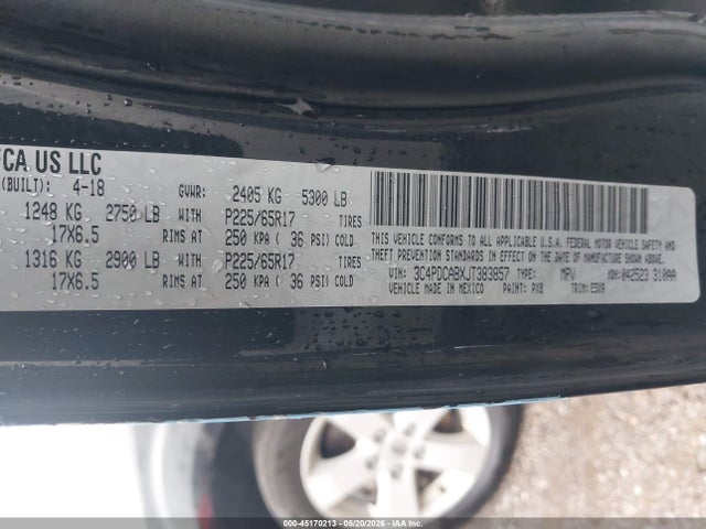 Aukcja sprzedaży 2018 Dodge Journey Se, vin: 3C4PDCABXJT383857, numer aukcji: 45170213