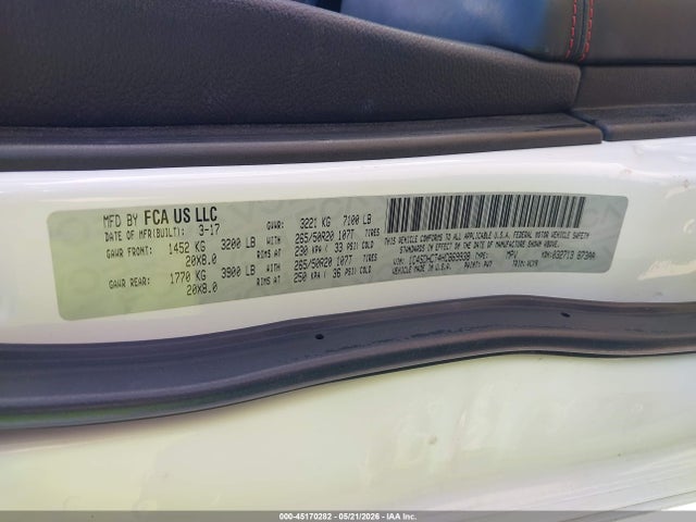 Продаж на аукціоні авто 2017 Dodge Durango R/t Rwd, vin: 1C4SDHCT4HC869938, номер лоту: 45170282