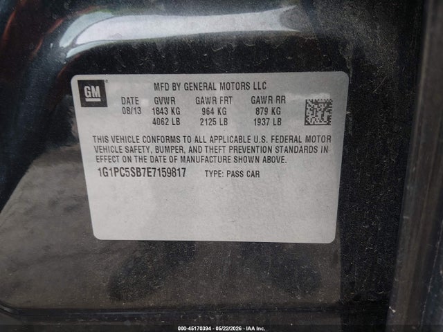 Продажа на аукционе авто 2014 Chevrolet Cruze 1lt Auto, vin: 1G1PC5SB7E7159817, номер лота: 45170394