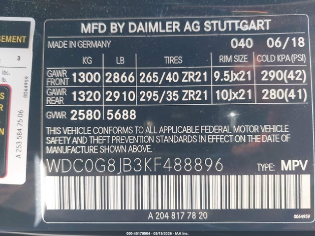 WDC0G8JB3KF488896 Mercedes-Benz Amg Glc 63 4matic