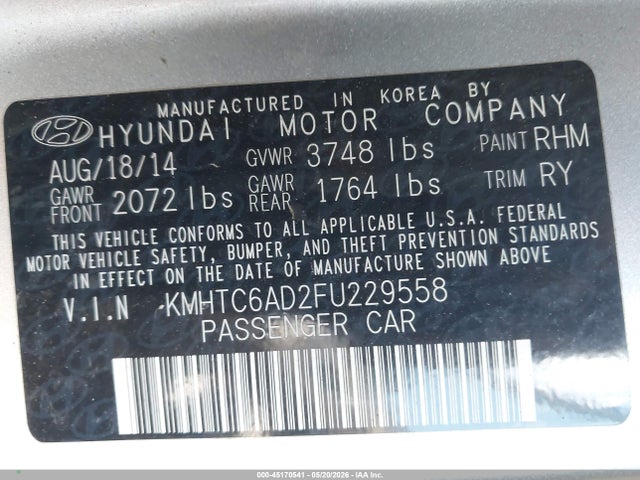 Aukcja sprzedaży 2015 Hyundai Veloster, vin: KMHTC6AD2FU229558, numer aukcji: 45170541