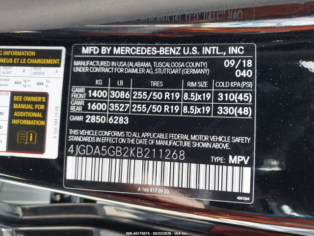Продажа на аукционе авто 2019 Mercedes-benz Gle 400 4matic, vin: 4JGDA5GB2KB211268, номер лота: 45170574