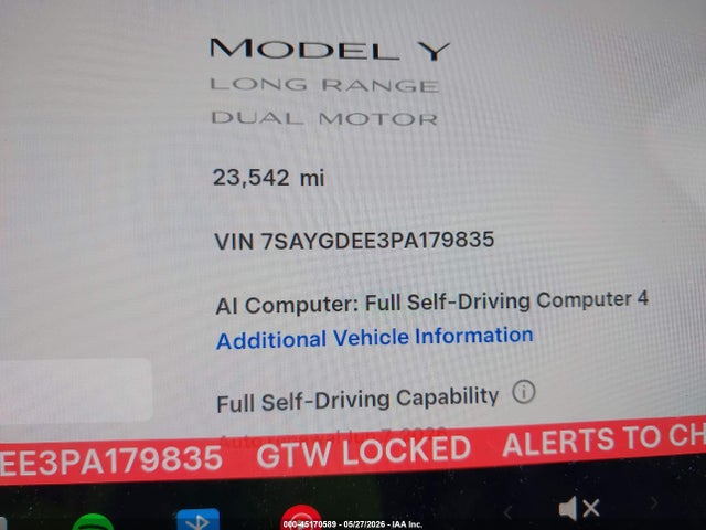 Aukcja sprzedaży 2023 Tesla Model Y Awd/long Range Dual Motor All-wheel Drive, vin: 7SAYGDEE3PA179835, numer aukcji: 45170589
