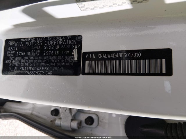 Продажа на аукционе авто 2015 Kia K900 Luxury, vin: KNALW4D48F6017910, номер лота: 45170630