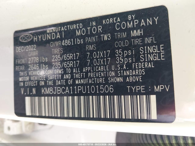 KM8JBCA11PU101506 Hyundai Tucson Hybrid Blue