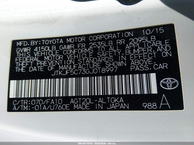 Scion TC 2016 JTKJF5C73GJ018997 Image 9