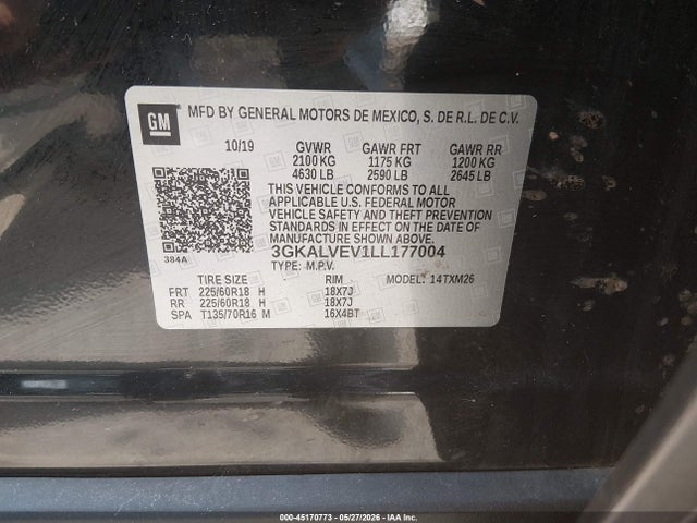 Продаж на аукціоні авто 2020 Gmc Terrain Awd Slt, vin: 3GKALVEV1LL177004, номер лоту: 45170773
