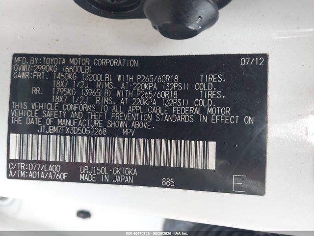 Продаж на аукціоні авто 2013 Lexus Gx 460, vin: JTJBM7FX3D5052268, номер лоту: 45170786