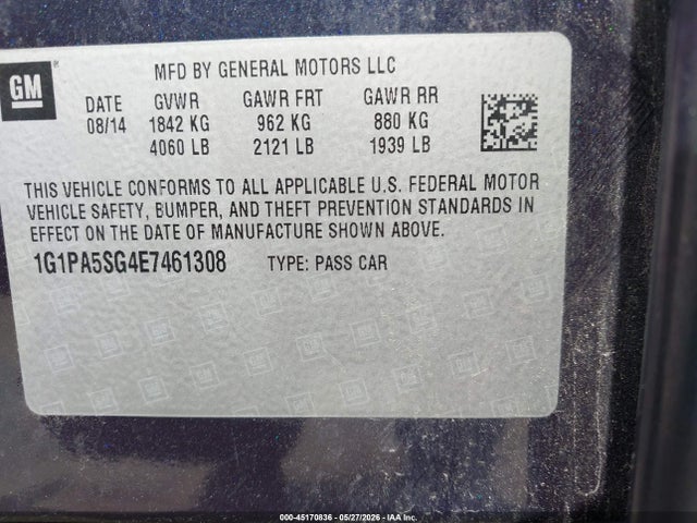 1G1PA5SG4E7461308 Chevrolet Cruze Ls Auto