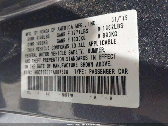 1HGCT1B30FA007598 Honda Accord Lx-s
