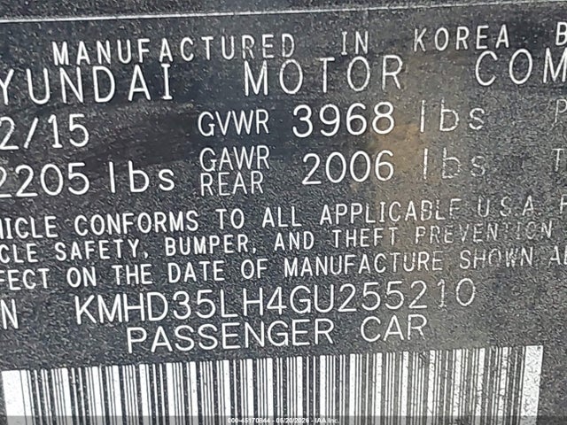 KMHD35LH4GU255210 Hyundai ELANTRA GT