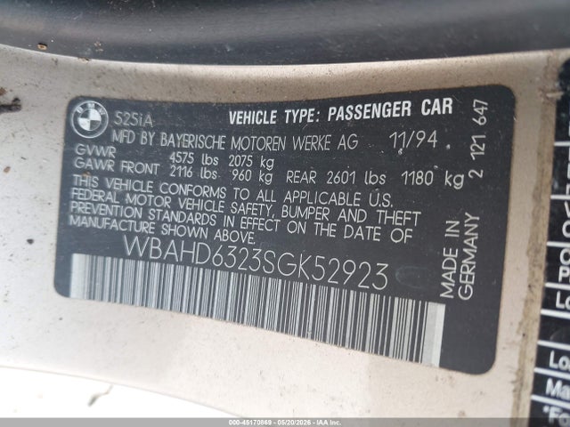 Продажа на аукционе авто 1995 Bmw 525 I Automatic, vin: WBAHD6323SGK52923, номер лота: 45170869