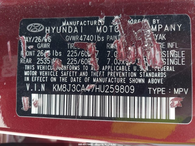 Продаж на аукціоні авто 2017 Hyundai Tucson Se, vin: KM8J3CA47HU259809, номер лоту: 45170892