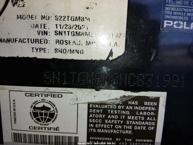Polaris Rmk Matryx 2022 SN1TGM8M8NC831921 Image 9