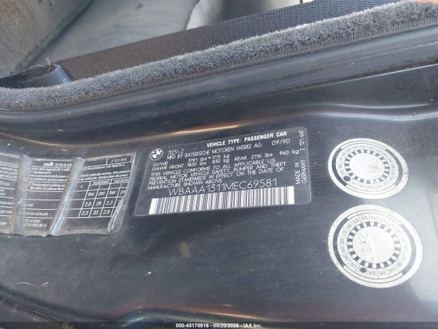 45170916 :رقم المزاد ، WBAAA1311MEC69581 vin ، 1991 Bmw 325 I/is مزاد بيع