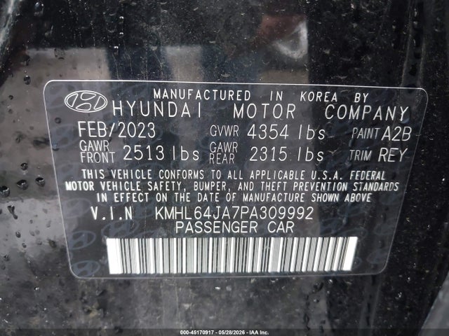 Aukcja sprzedaży 2023 Hyundai Sonata Sel, vin: KMHL64JA7PA309992, numer aukcji: 45170917