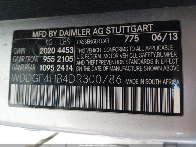 2013 Mercedes-benz C 250 Sport მანქანა იყიდება აუქციონზე, vin: WDDGF4HB4DR300786, აუქციონის ნომერი: 45170970