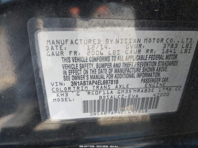 Nissan SENTRA S 2014 3N1AB7AP4EL697818 Image 9
