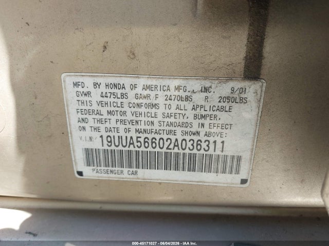 Продажа на аукционе авто 2002 Acura Tl 3.2, vin: 19UUA56602A036311, номер лота: 45171027