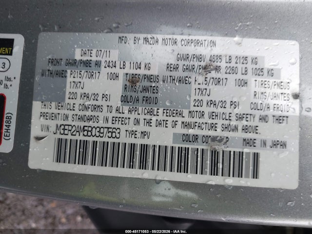 Aukcja sprzedaży 2011 Mazda Cx-7 I Sv, vin: JM3ER2AM5B0397563, numer aukcji: 45171053