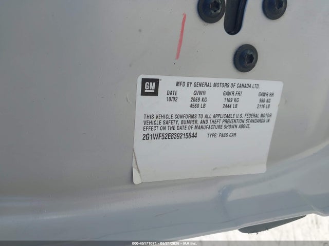 Продаж на аукціоні авто 2003 Chevrolet Impala, vin: 2G1WF52E839215644, номер лоту: 45171071