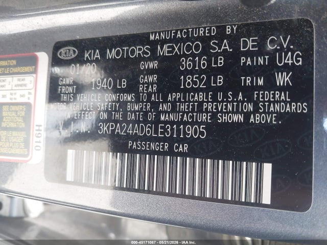 KIA RIO S 2020 3KPA24AD6LE311905 Image 9