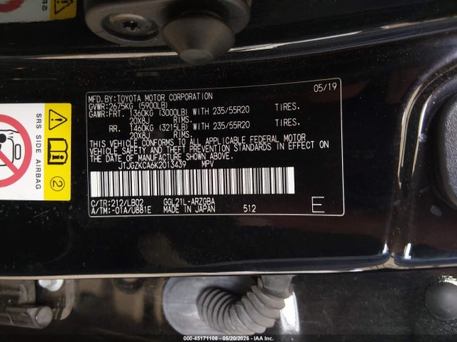 Продаж на аукціоні авто 2019 Lexus Rx 350l Premium, vin: JTJGZKCA6K2013439, номер лоту: 45171108